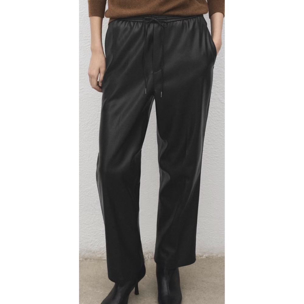 MNG Faux Leather Pull On Drawstring Waist Pants Size Medium